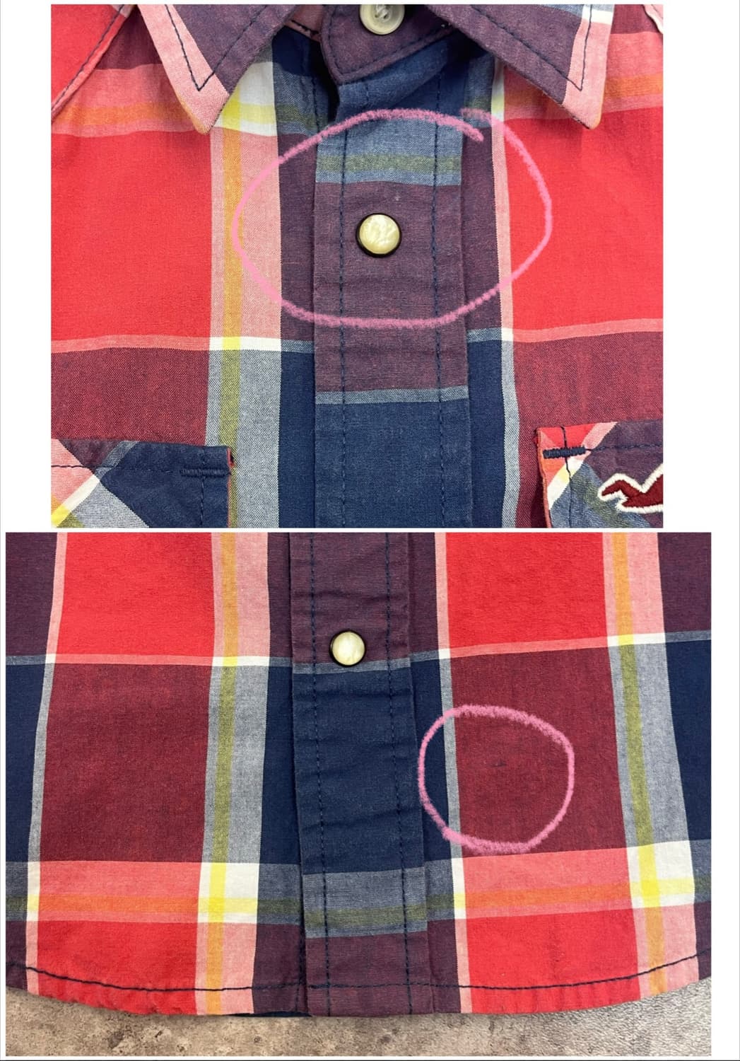 홀리스터 체크 셔츠 레드 S #csz3388 상품이미지6