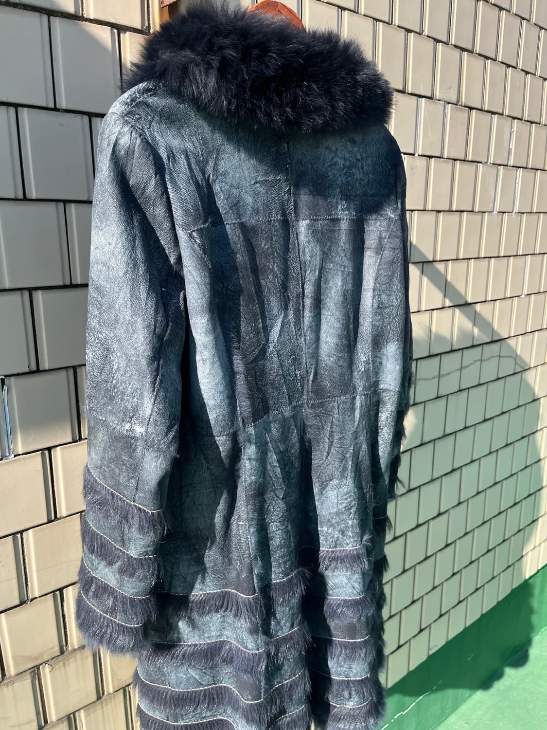 Rabbit skin fur Reather coat 상품이미지8