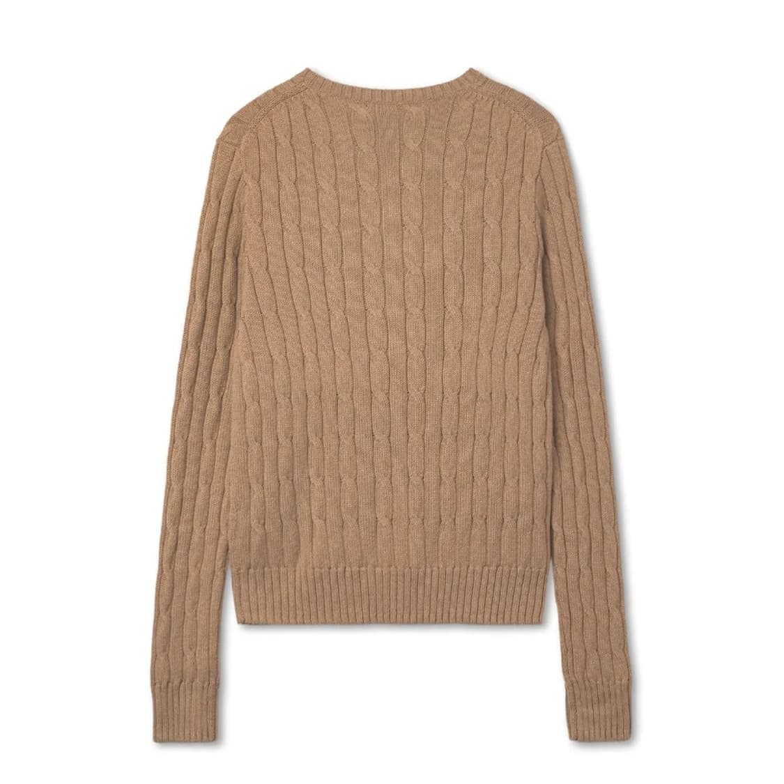 폴로 여성 케이블 니트 코튼 크루넥 스웨터 - 미디엄 베이지 상품이미지2