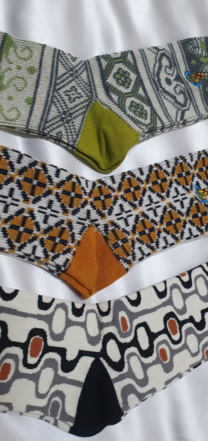 올리브 그레이 겨자 브라운 플라워 사각 도형 비비안웨스트우드 양말 상품이미지9