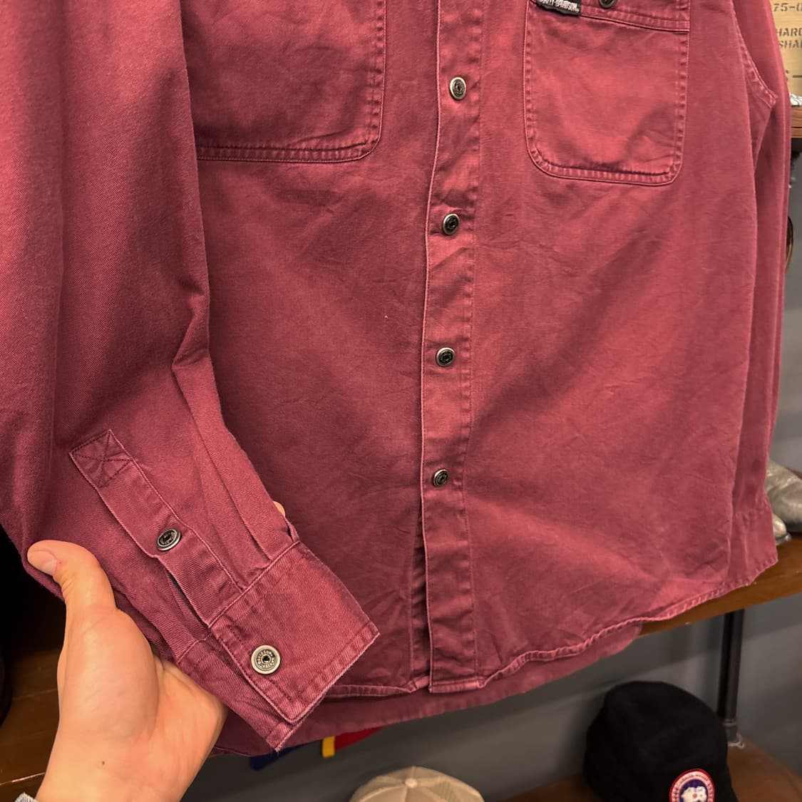 00s 할리데이비슨 헤비코튼 버건디 워크셔츠 스냅버튼 N959 상품이미지4