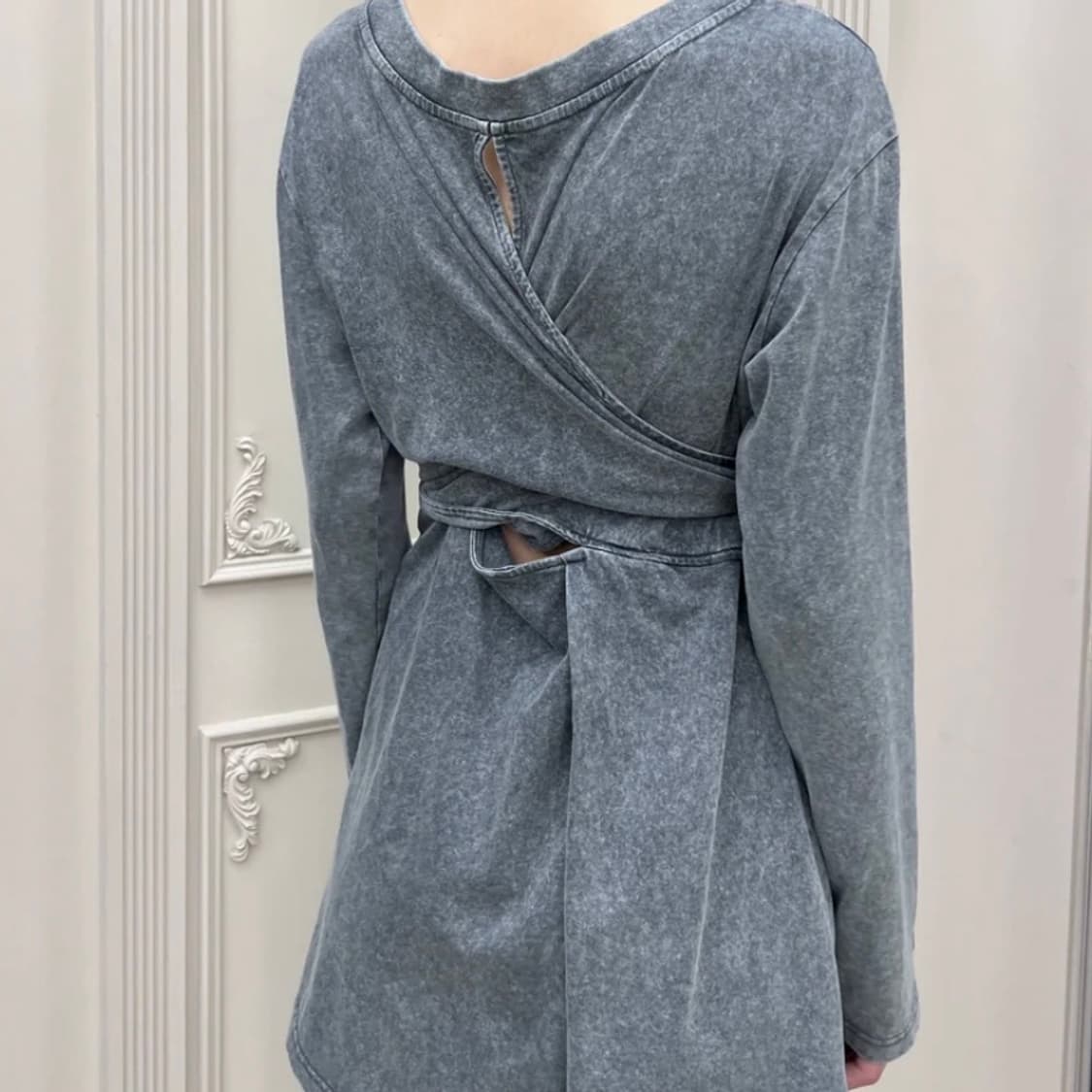 24ans 빈티지 더블 레이어 프린팅 롱 슬리브 원피스 상품이미지2