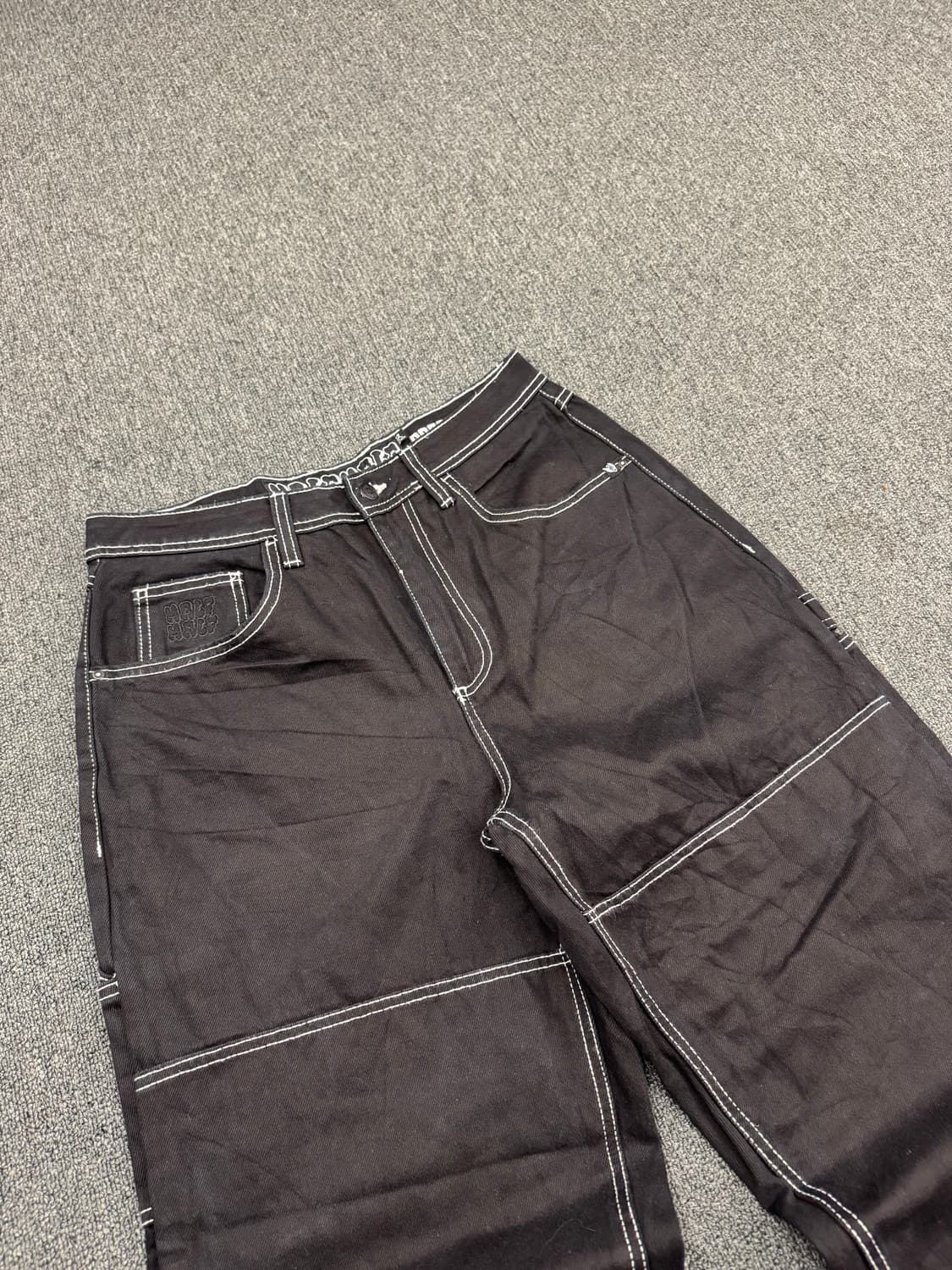 American vintage 화이트 스티치 더블니 블랙 워크 팬츠 상품이미지2