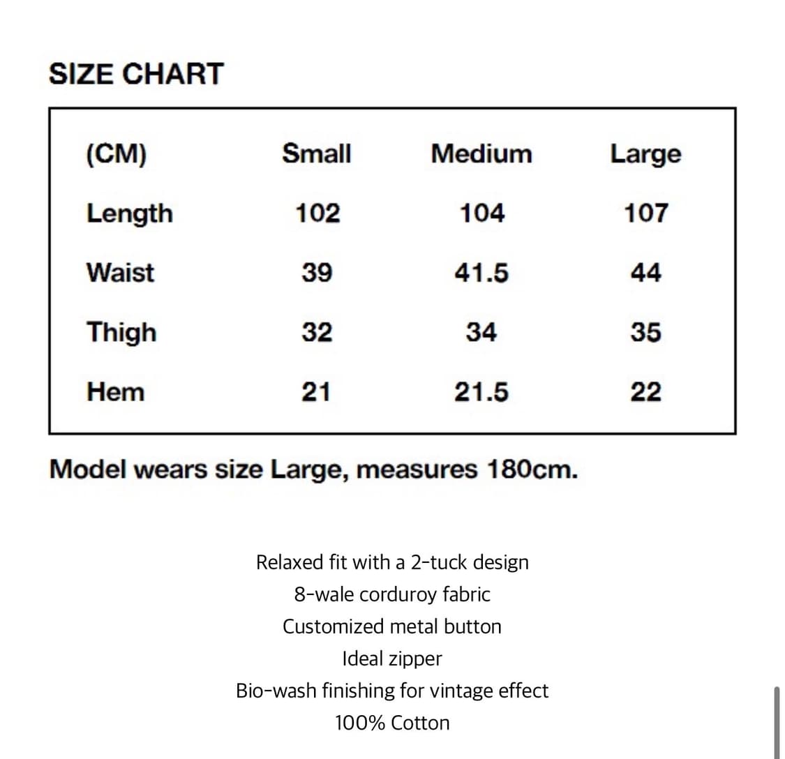 카키스 Khakis 코듀로이 Common Pant 블랙 올리브 S 상품이미지5