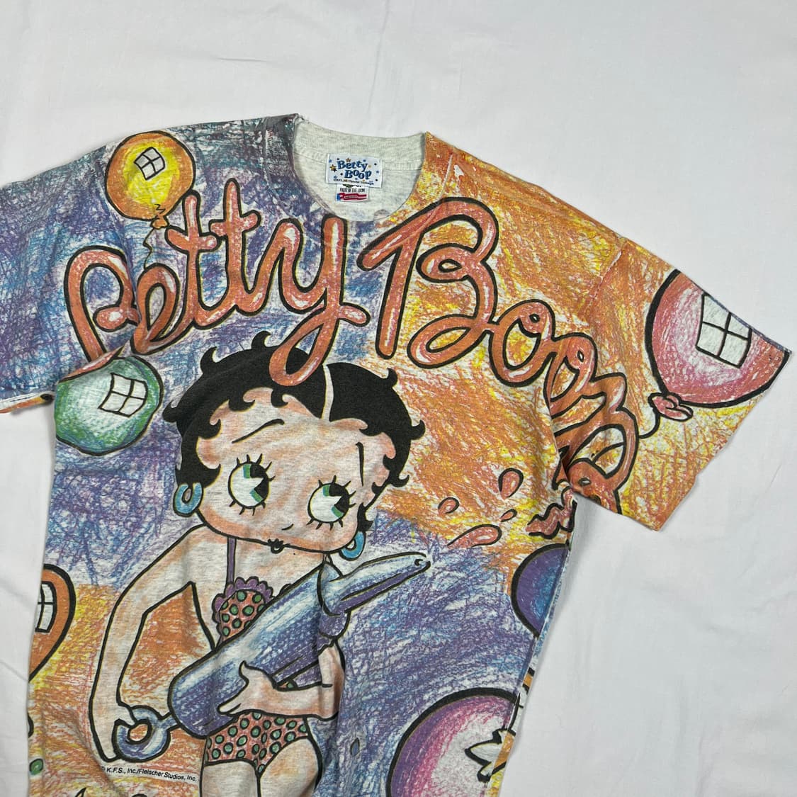 90‘s 베티붑 betty boop 카툰 올프린트 반팔티 상품이미지2