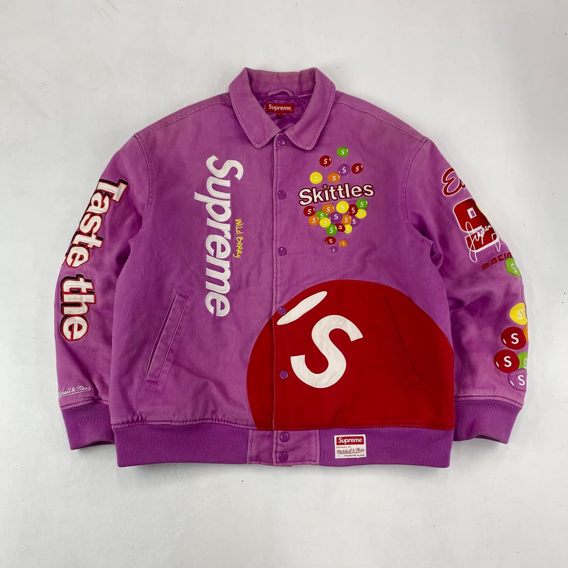 슈프림 X 스키틀즈 X 미첼앤네스 퍼플 바시티 자켓 (105) 상품이미지2