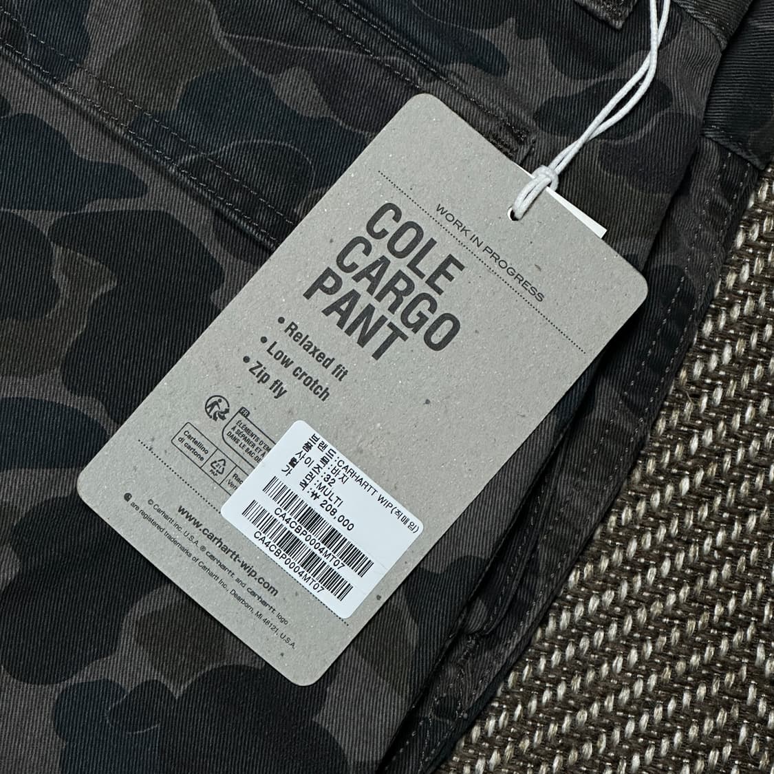 (새상품)칼하트 wip 콜 카고 팬츠 카모 덕 그레이 32 상품이미지2