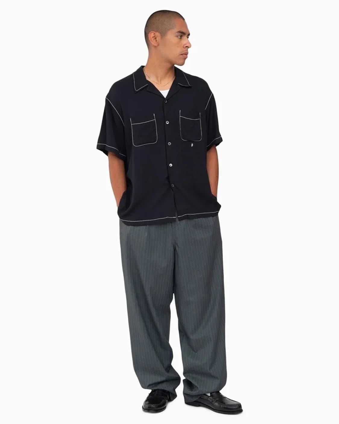 stussy contrast pick stitched shirt L 상품이미지7