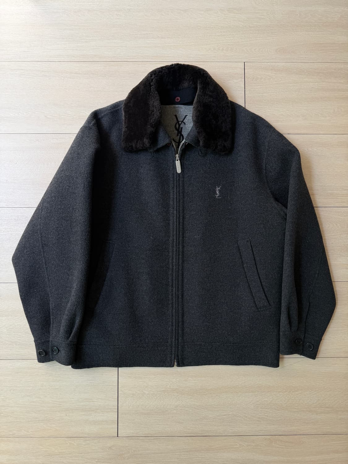 입생로랑 90s 빈티지 퍼카라 울자켓 상품이미지3