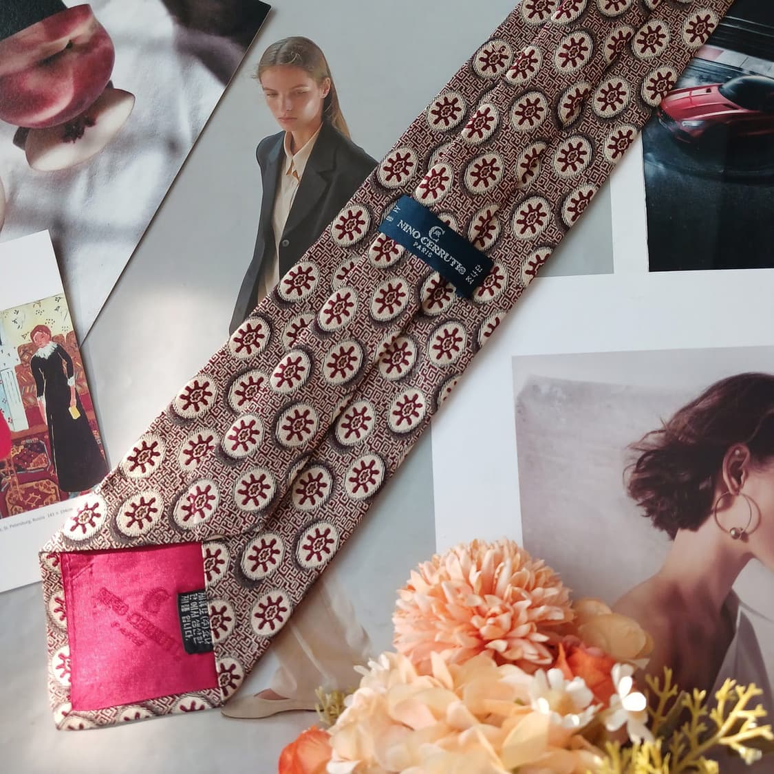 세루티 실크 버건디 패턴 넥타이 9.7cm A+등급 A19090
 상품이미지4