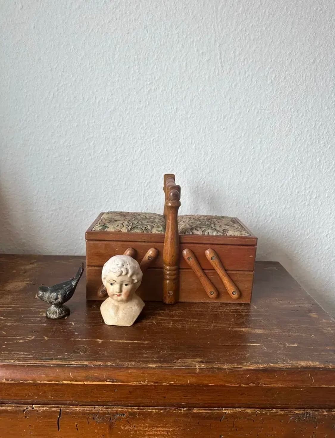 독일)빈티지 플라워원단 소잉박스 상품이미지8