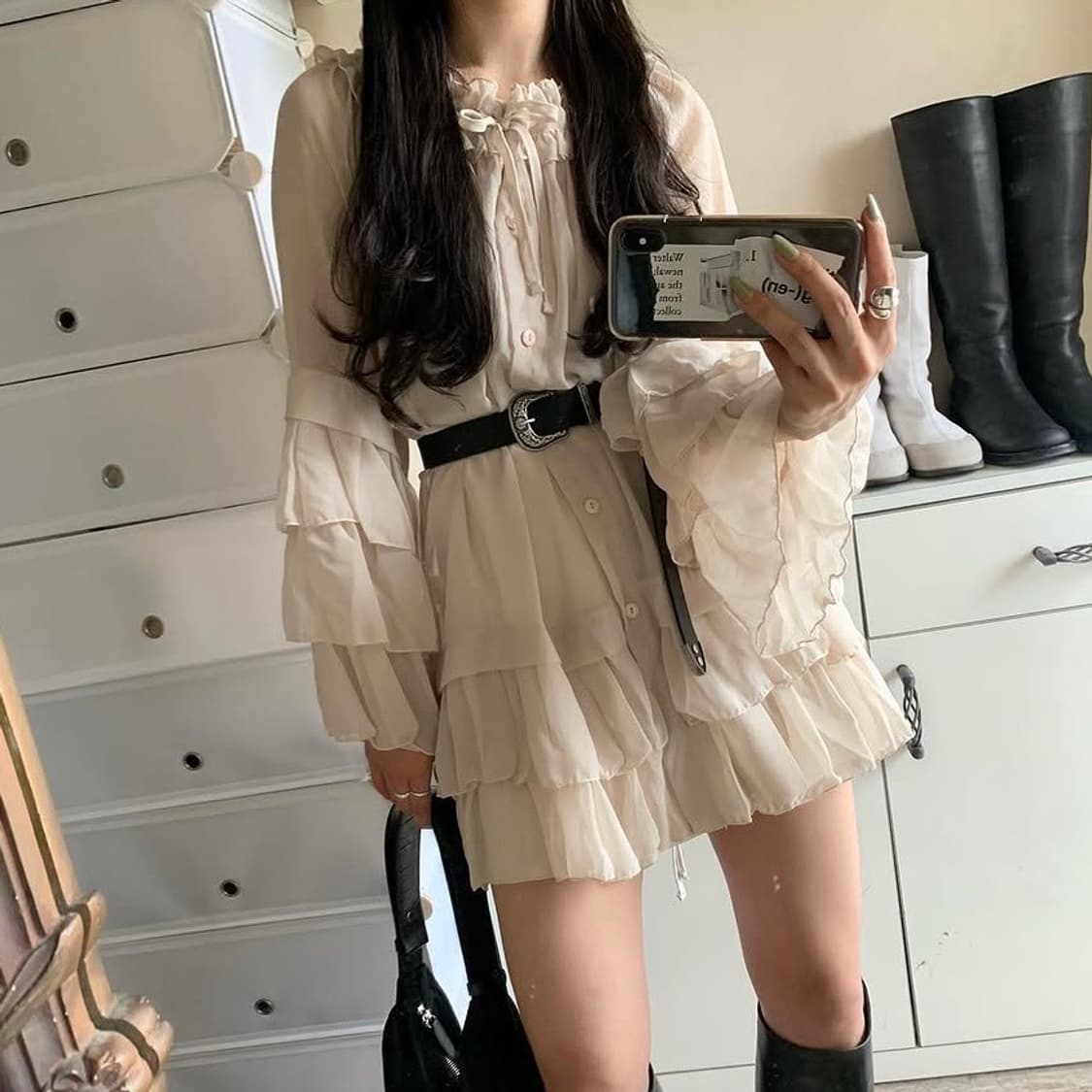 프릴 쉬폰 원피스 상품이미지2