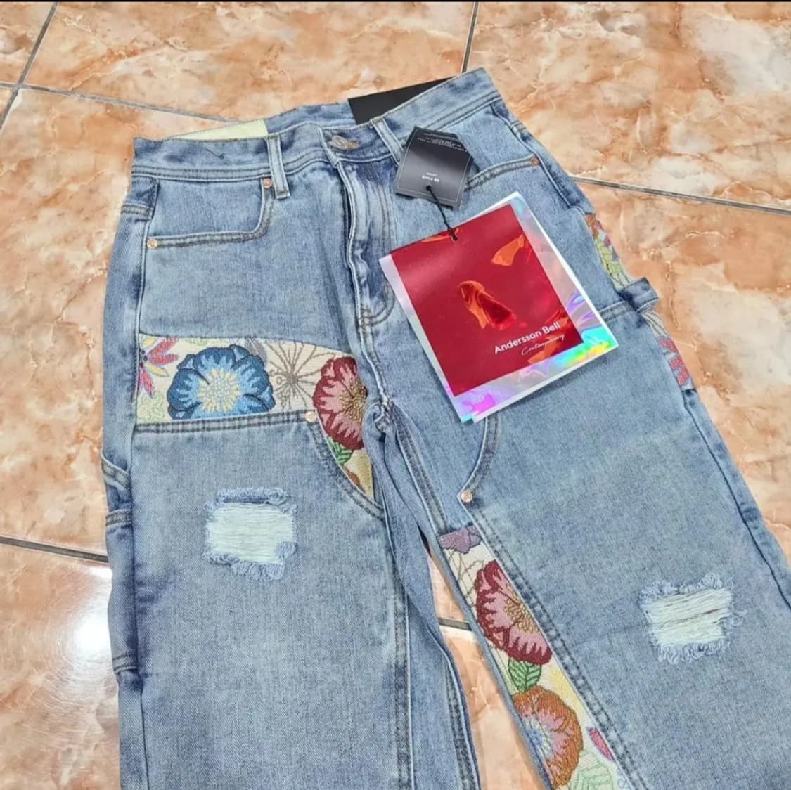 앤더슨벨 자카드 패치워크 더블니 카펜터 데님팬츠 상품이미지2