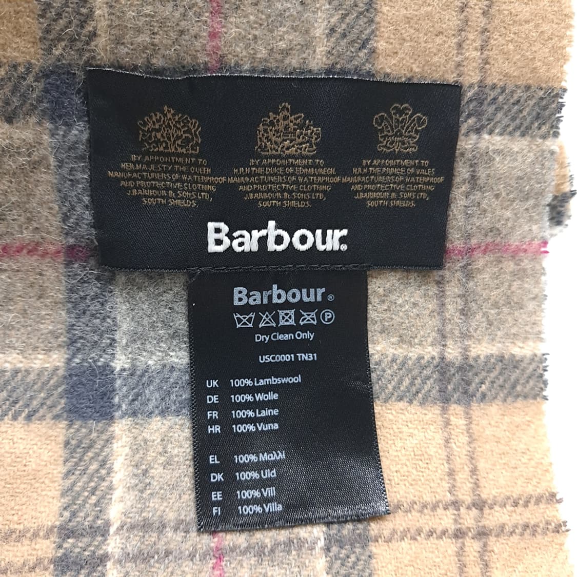 MX339 바버 베이지 클래식 타탄체크 램스울 목도리 머플러 상품이미지4