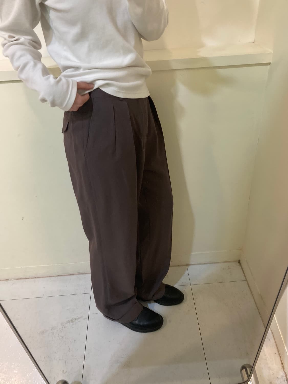 빈티지 브라운 핀턱 슬랙스 상품이미지10