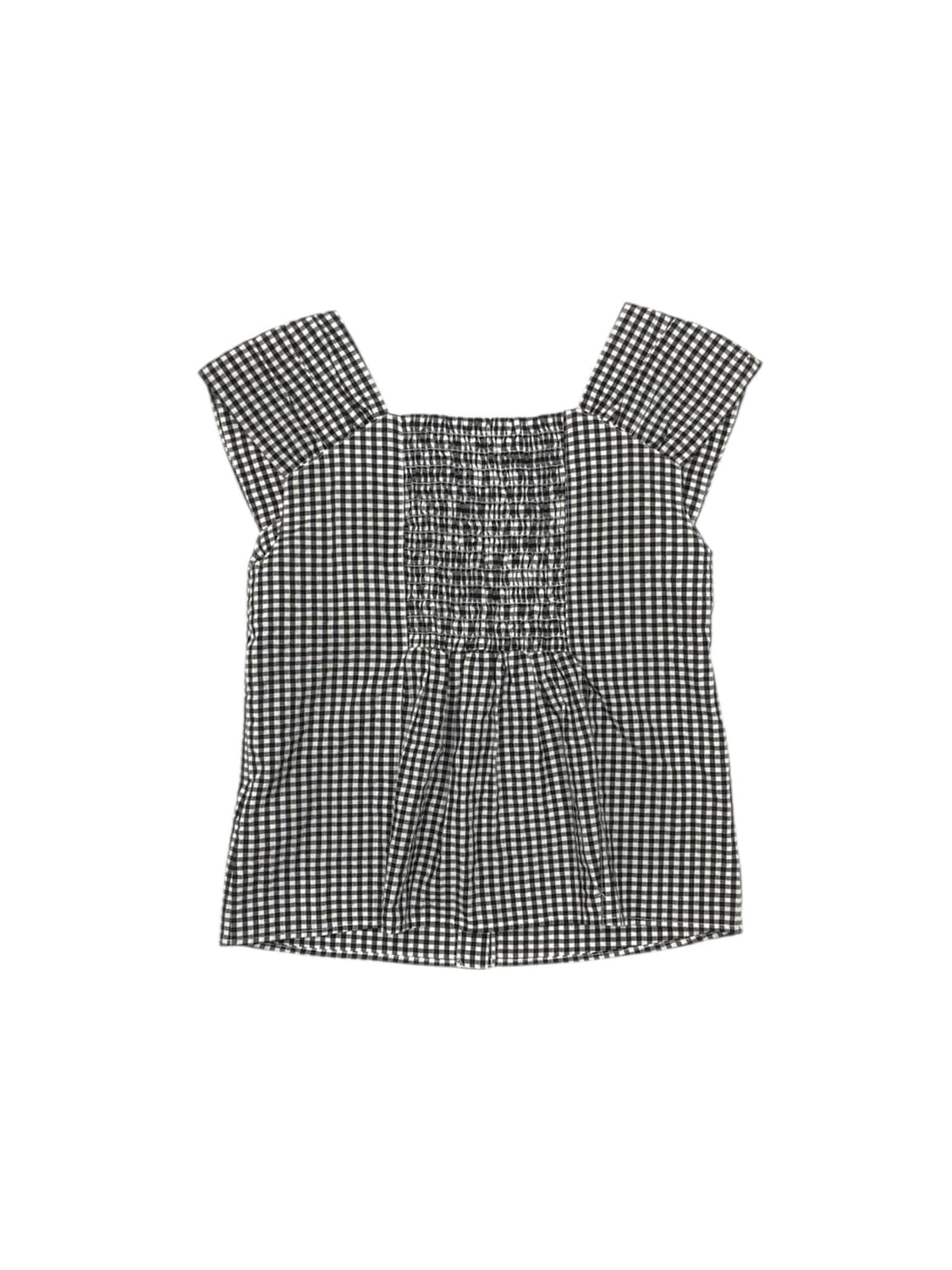 Beams Gingham Check Sleeve Blouse 상품이미지5