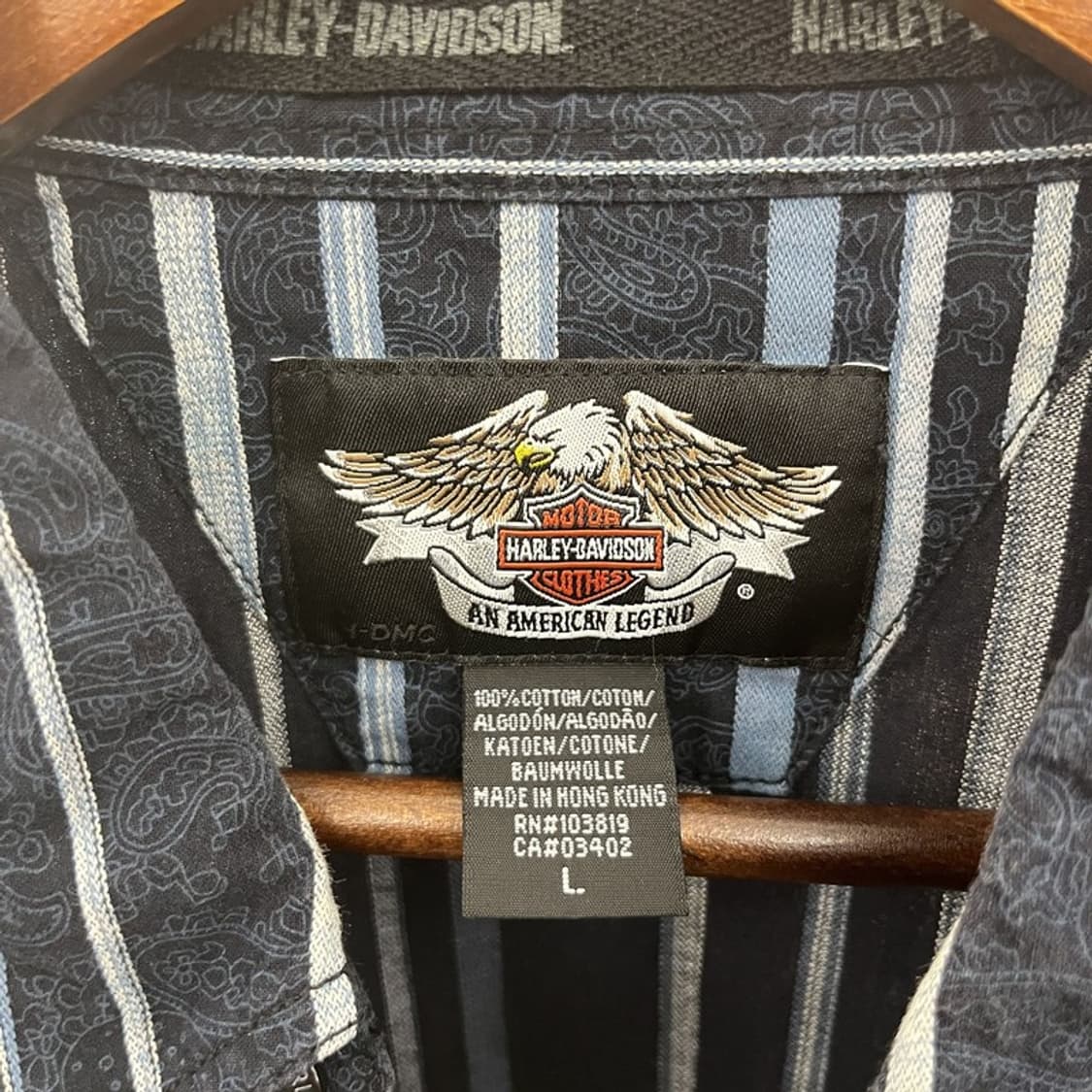 할리 데이비슨 에스닉 펑크 페이즐리 스트라이프 셔츠 L C10213 상품이미지5