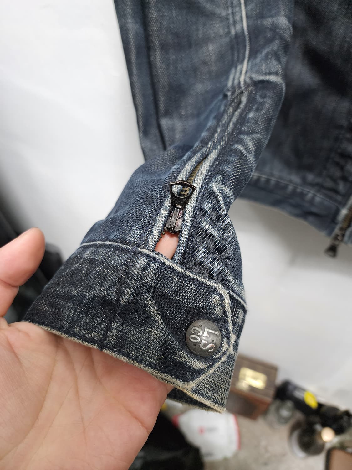 리바이스 00년대 Y2K 다크 인디고 집업 바이커 청자켓 상품이미지5