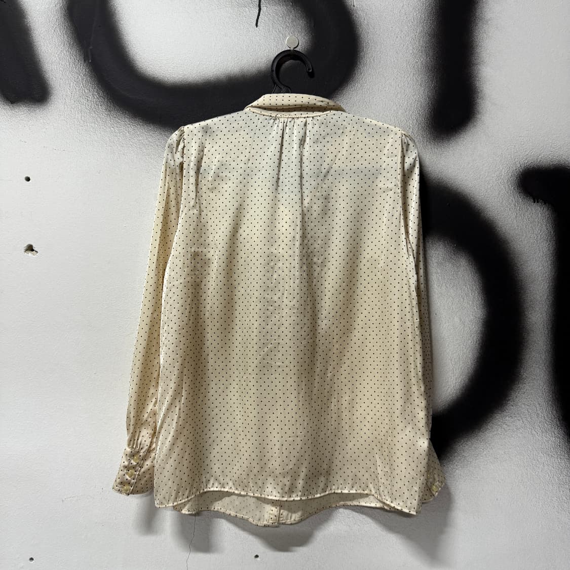 VTG 빈티지 도트 패턴 새틴 타이 셔츠 블라우스 상품이미지2