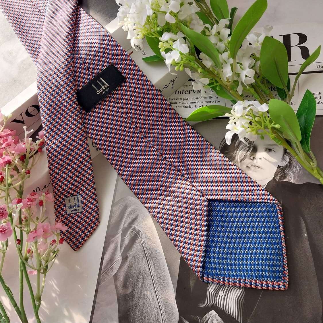 던힐 실크 레드 마이크로 체크 넥타이 9.1cm A+등급 K1654
 상품이미지7