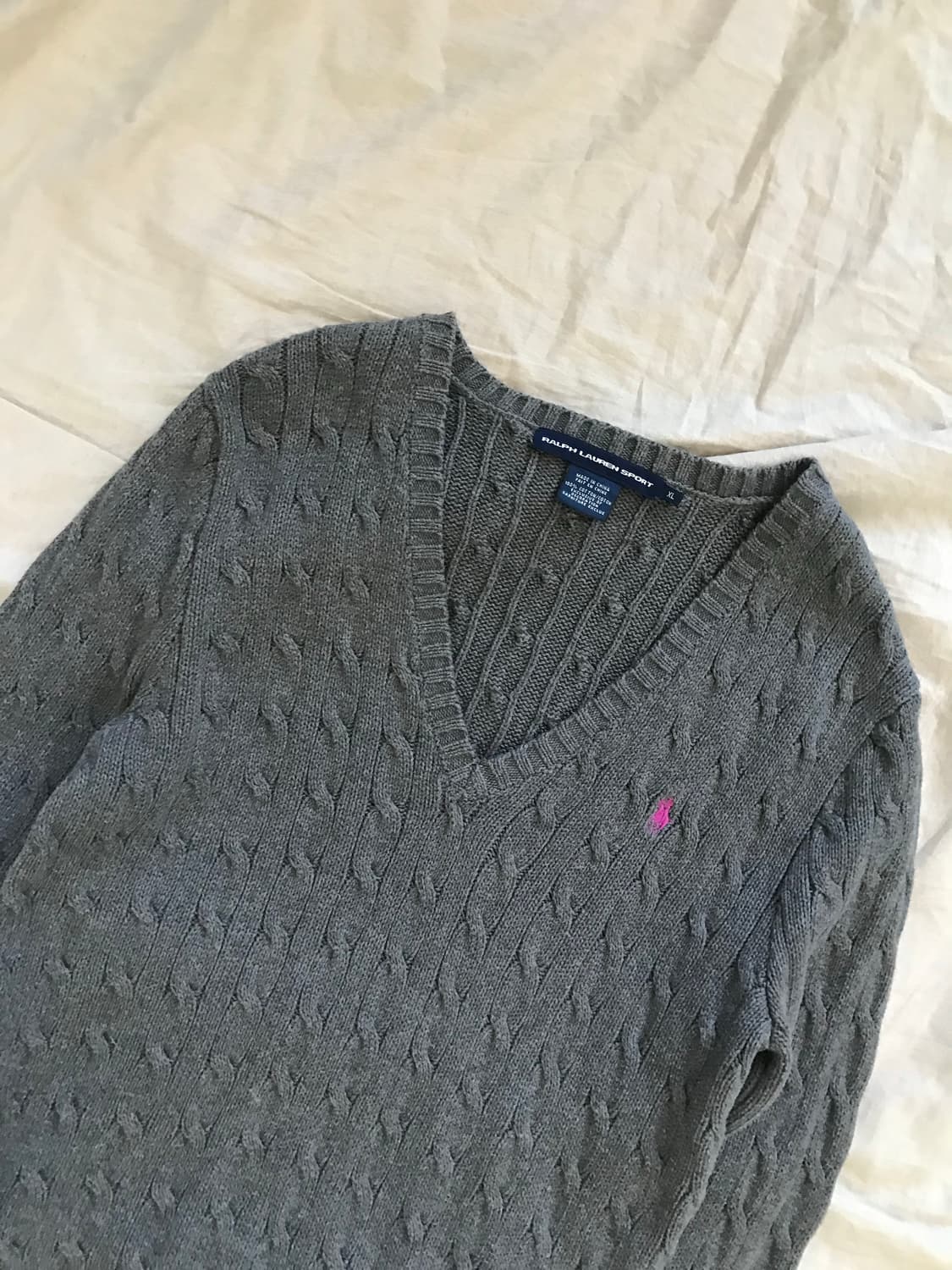 폴로 랄프로렌 포니로고 케이블 브이넥 니트 그레이 상품이미지6