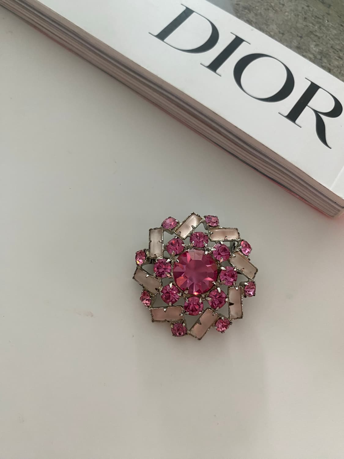 빈티지 핑크 큐빅 브로치 상품이미지3