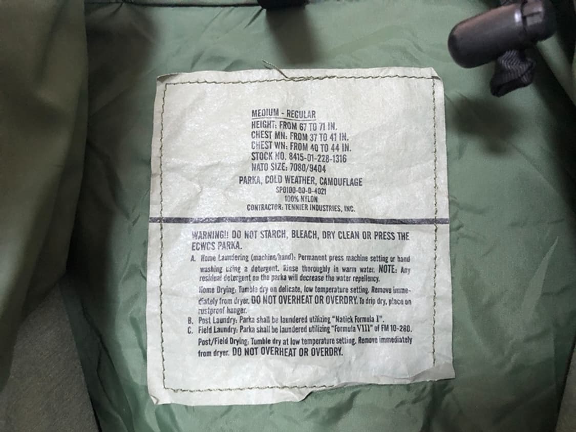 미군1세대 우드랜드야상M-R ECWCS GORE-TEX PARKA 상품이미지4