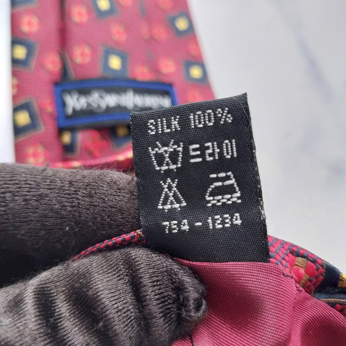 입생로랑 실크 레드 자카드 패턴 넥타이 9.5cm A+등급 K2514
 상품이미지10