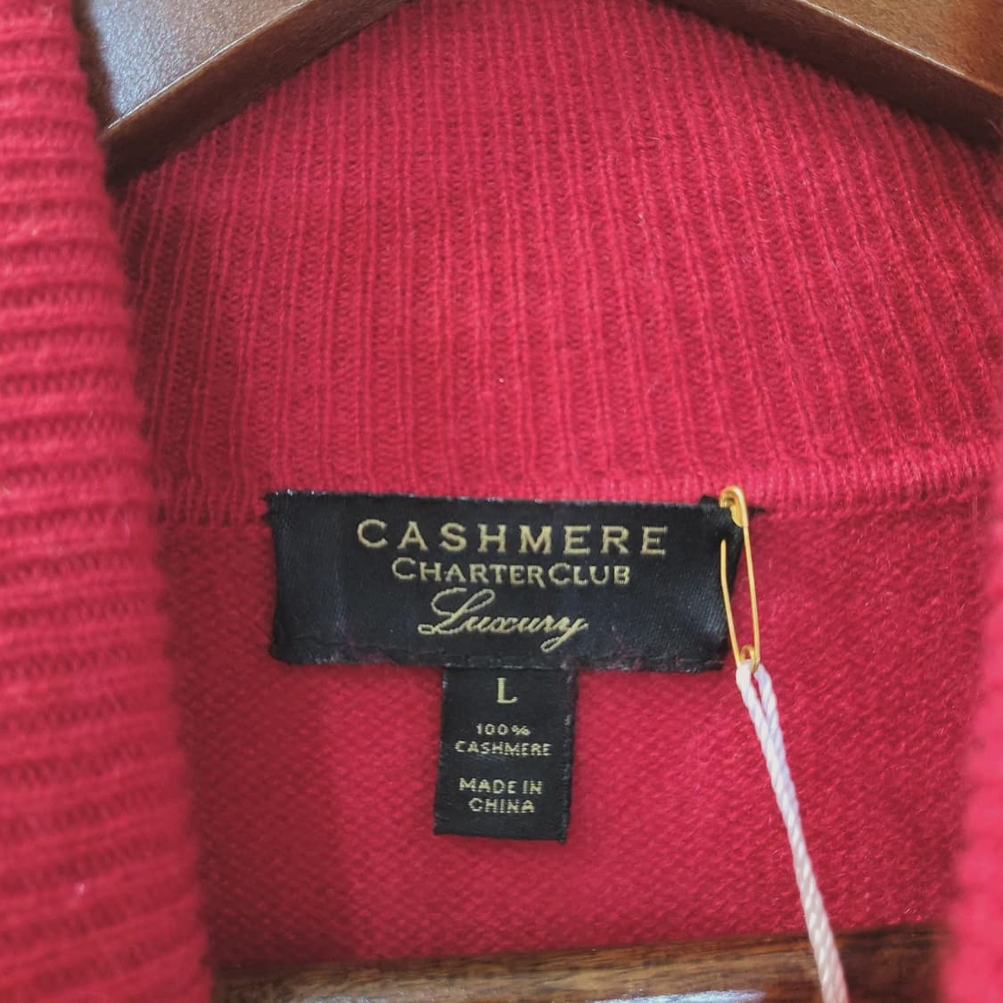 Cashmere 레드 목폴라 캐시100 니트 L 상품이미지3