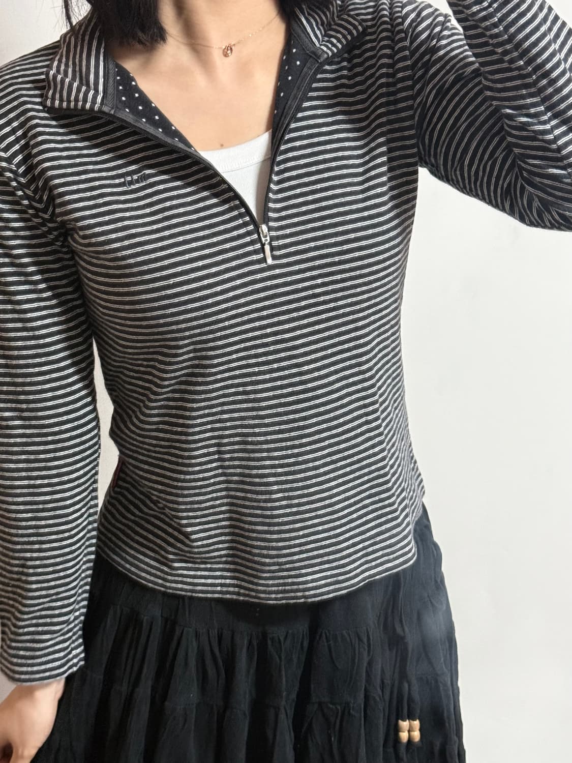 90‘s Michiko london  키치 모리 도트 스트라이프 반집업 상품이미지1