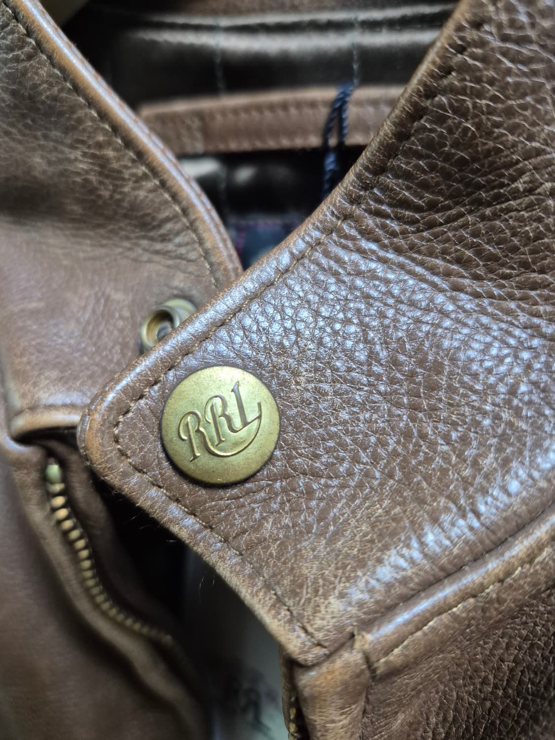 RRL 더블알엘  모터사이클 브라운 레더 자켓 상품이미지5