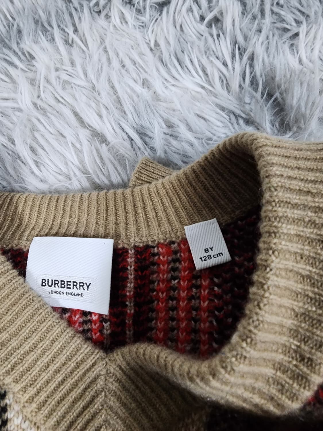 버버리 체크 키즈 V넥 니트 스웨터 상품이미지3