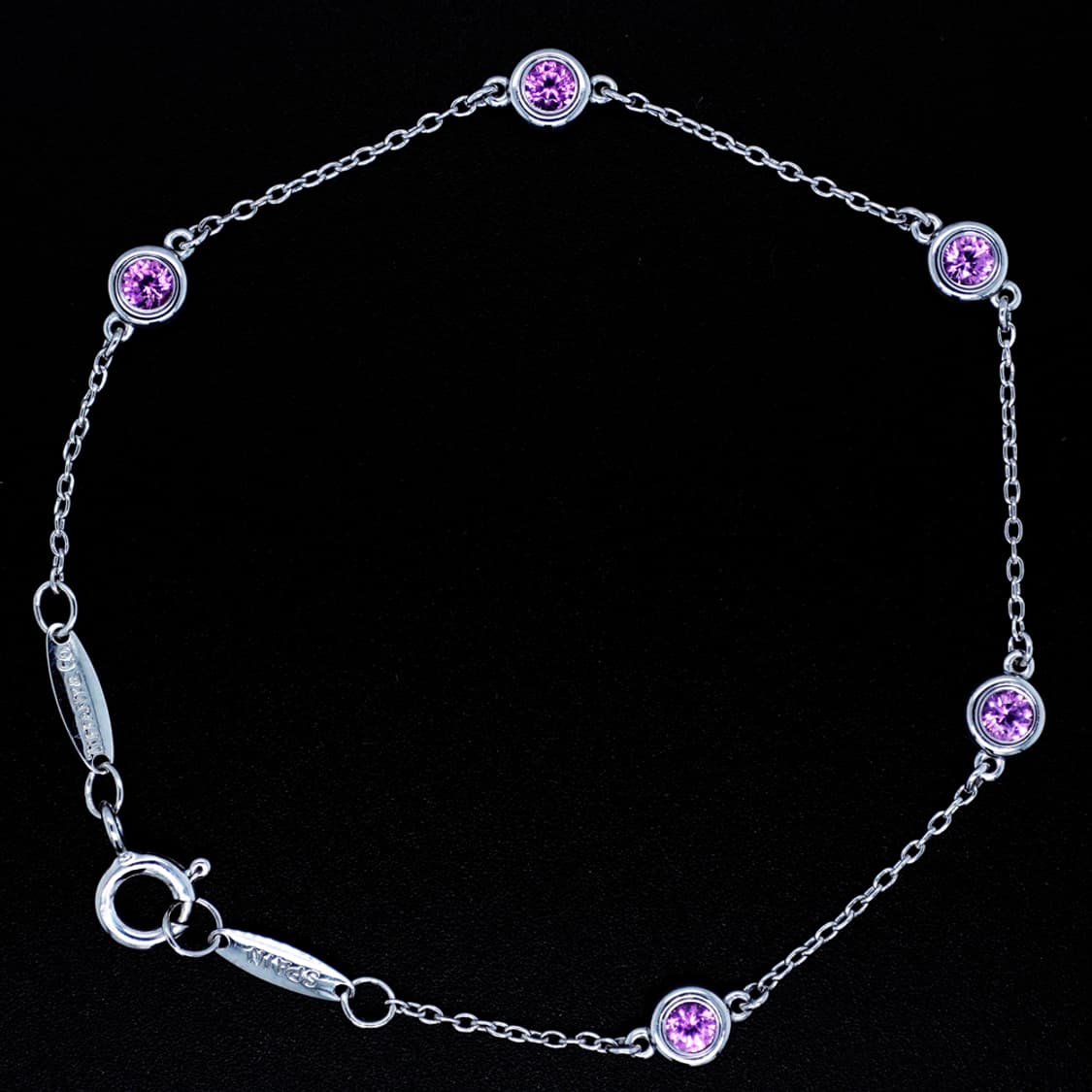 티파니앤코 팔찌 바이더야드 5포인트 핑크 사파이어 실버 팔찌 1.7g 상품이미지1