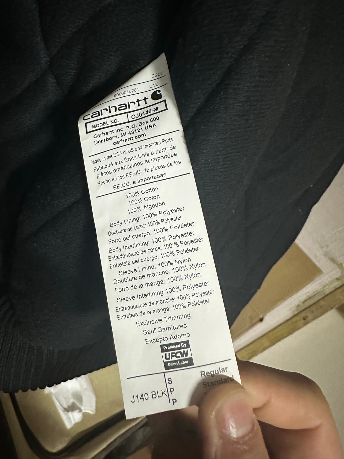 칼하트 액티브 자켓 j140 블랙 상품이미지4