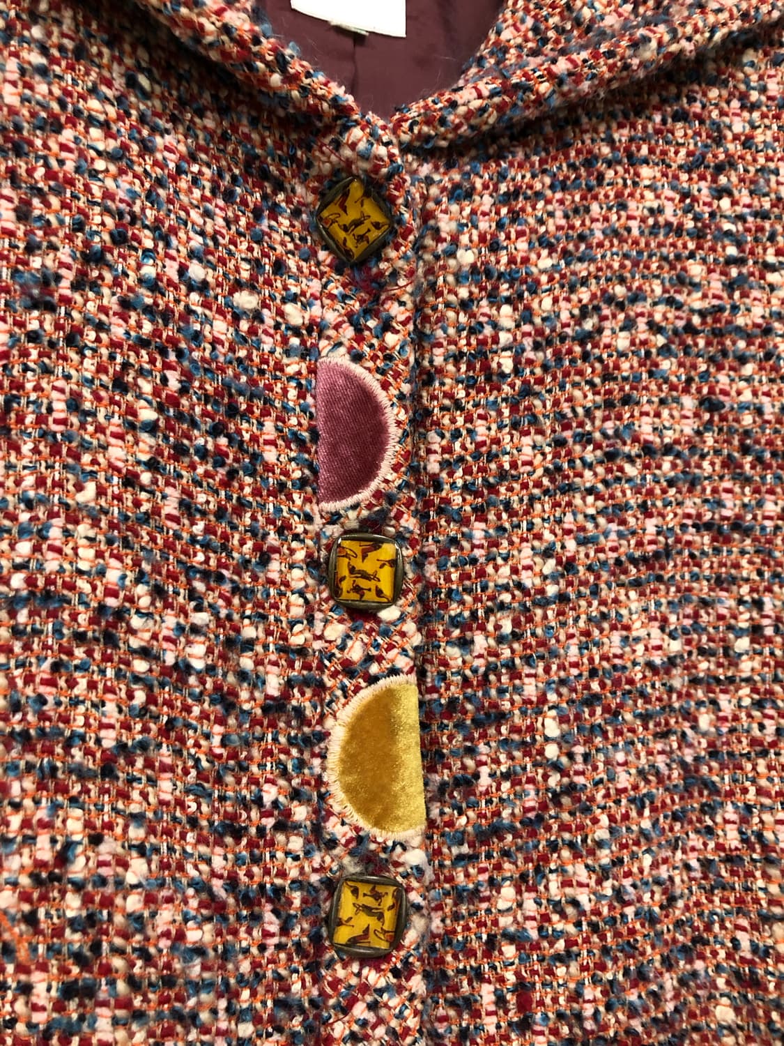 givy 기비 여성 울혼방 엔틱풍 도트 땡땡이 숄카라 트위드 자켓 44- 상품이미지3