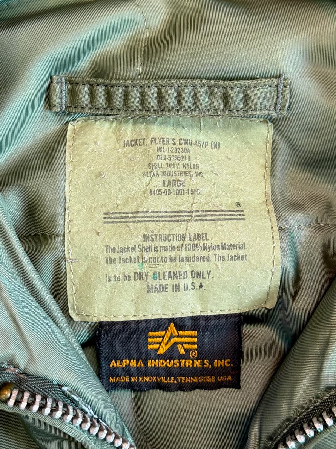 90s Made in USA 알파인더스트리 CWU-45 플라이트자켓 상품이미지4