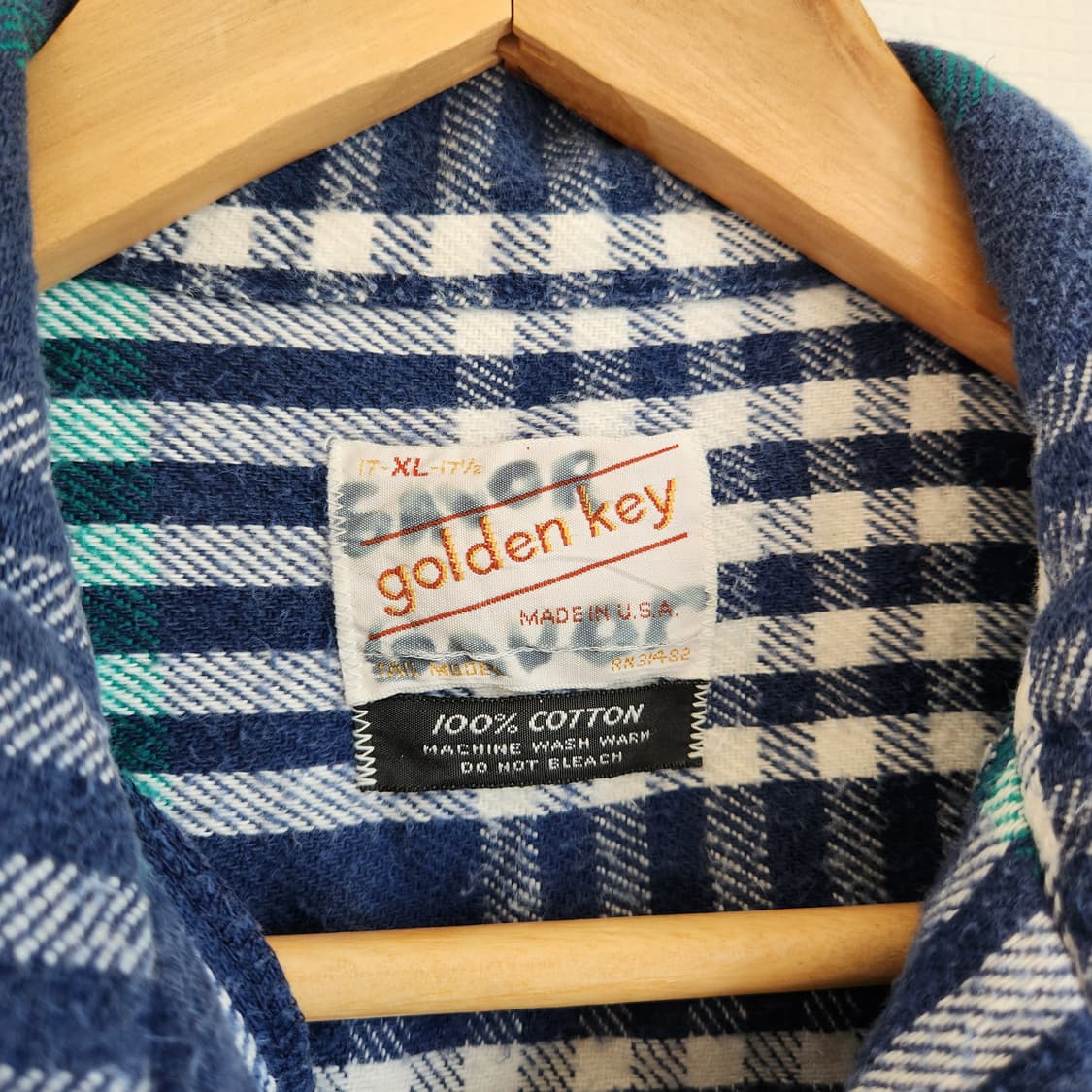80s Golden key 헤비 플란넬 오픈카라 셔츠(USAmade) 상품이미지6