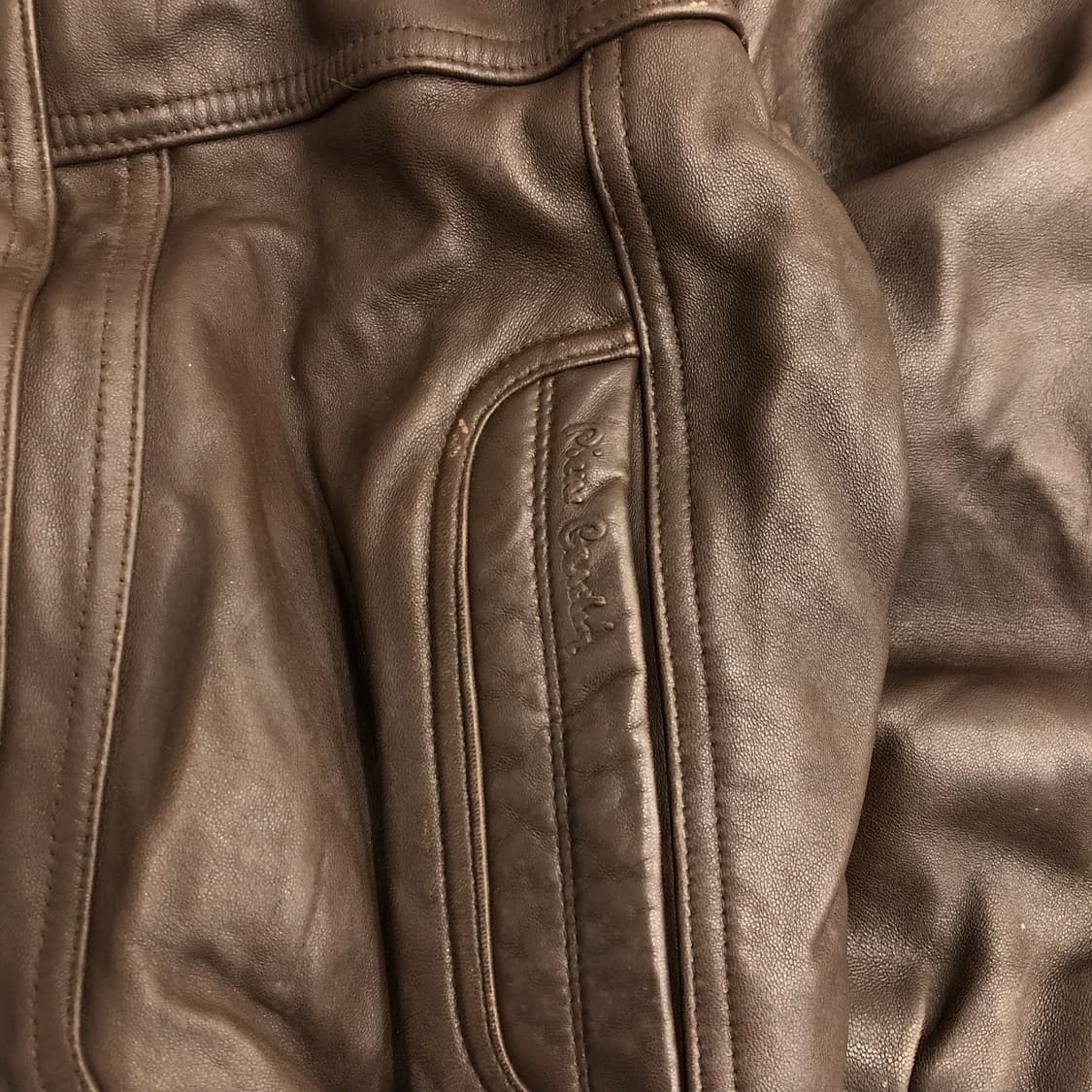 피에르가르뎅 양가죽 봄버 브라운 레더 가죽 자켓 상품이미지3