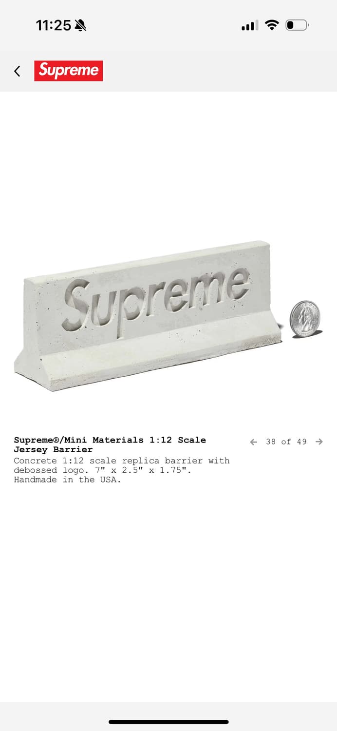 (구매)슈프림 미니 머티리얼 저지 배리어 그레이 돌땡이 핑거보드벽돌(구매 상품이미지1