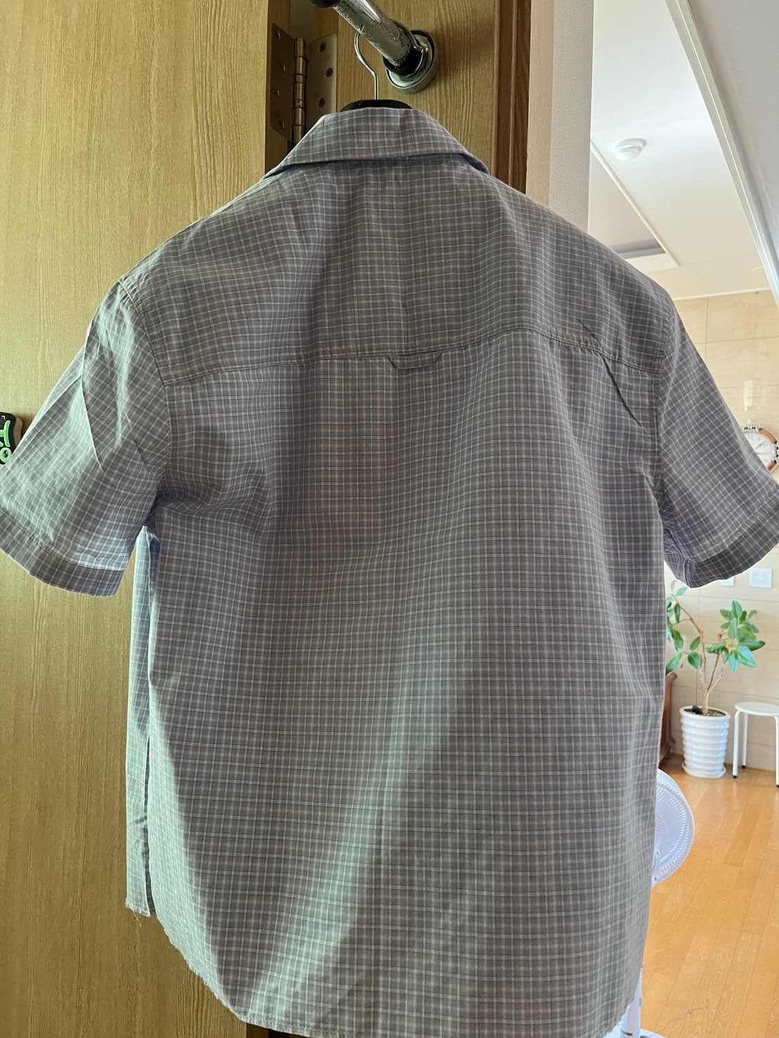 알렌느 오픈카라 크롭 체크 셔츠 상품이미지3