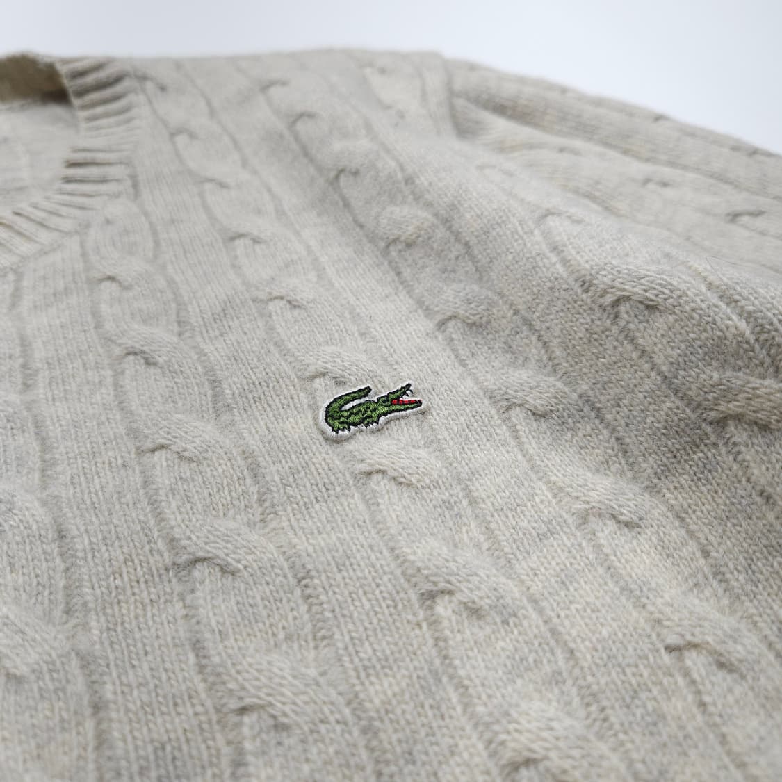 라코스테 자수로고 미니멀 케이블 스웨터 (M) 상품이미지3