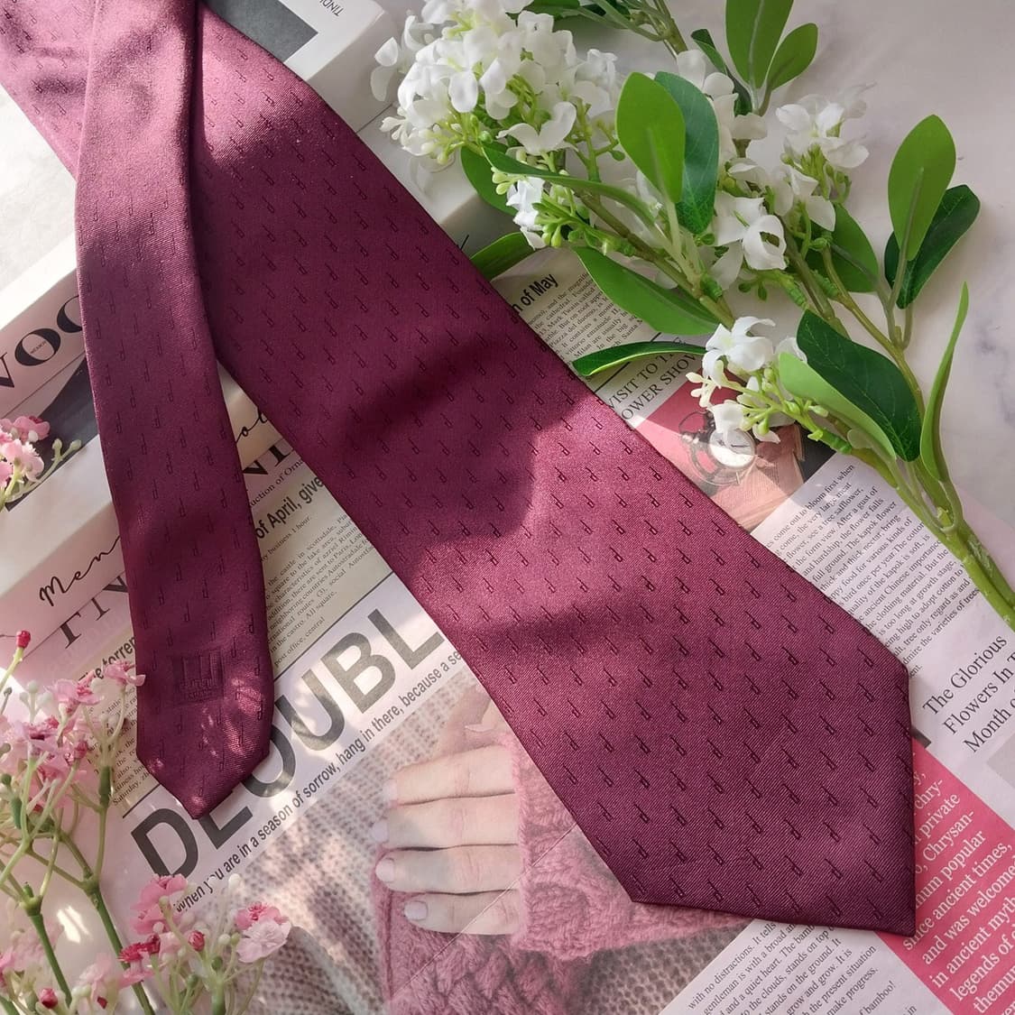 던힐 실크 와인 자카드 로고 넥타이 9.6cm A+등급 K1846
 상품이미지4
