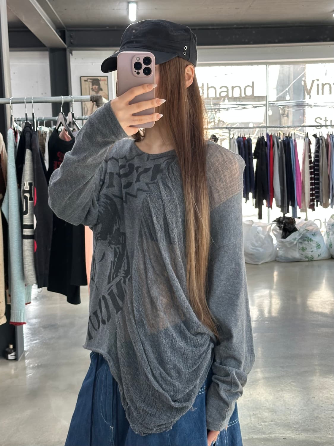 히스테릭글래머 드레이프 데미지 히스걸 롱슬리브긴팔티 상품이미지4