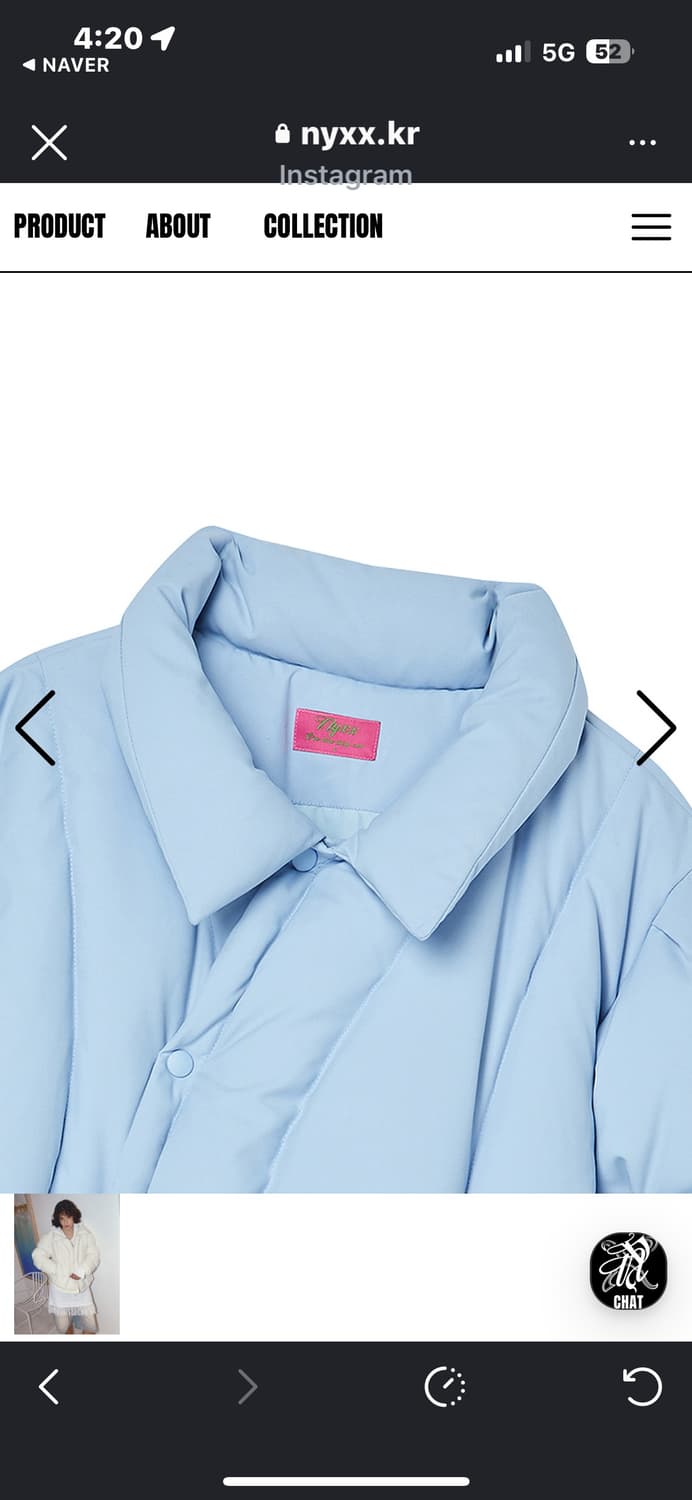 NYXX 커브라인 다운푸퍼 패딩 소라색 상품이미지8