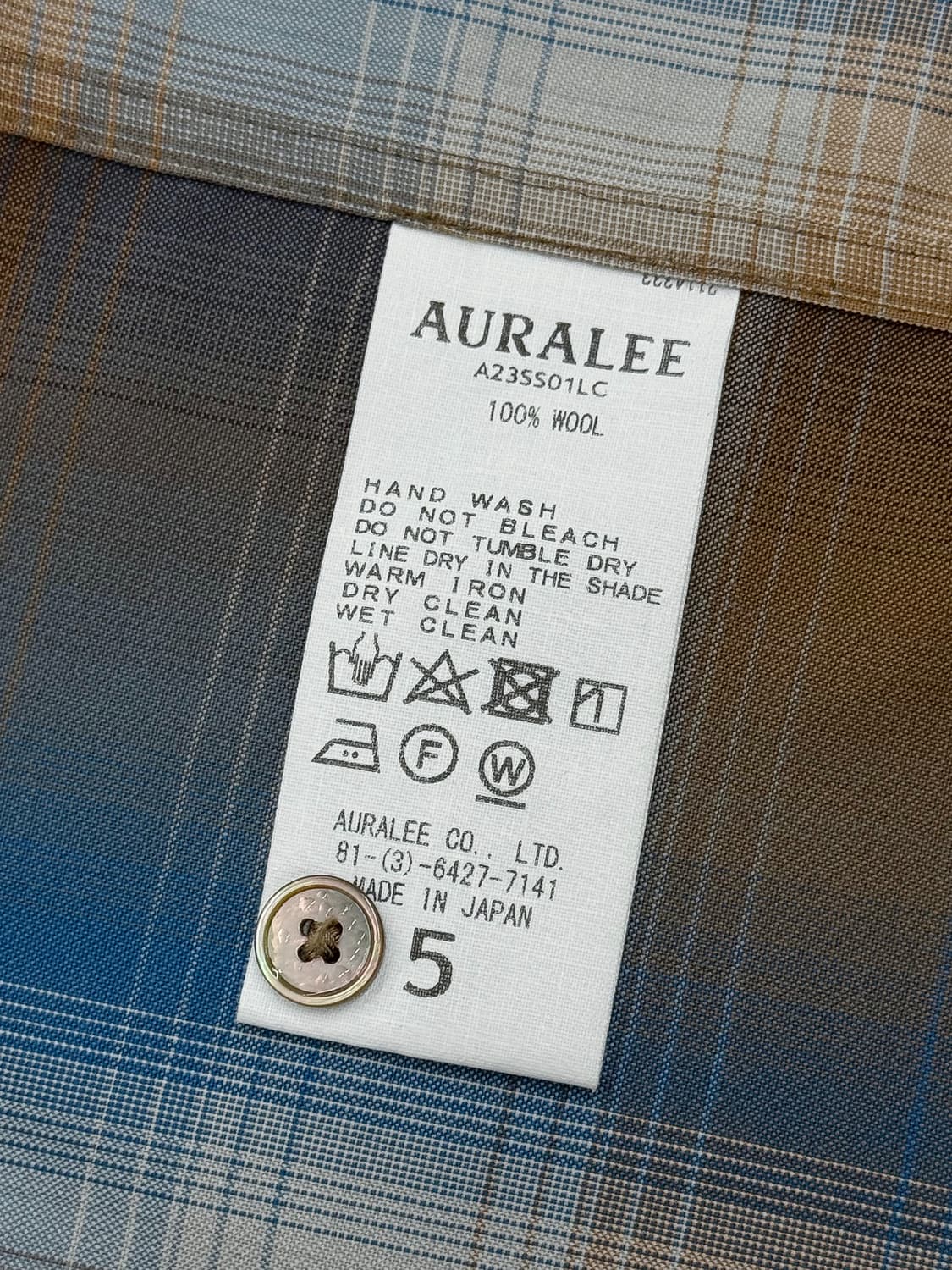 오라리 슈퍼 라이트 울 체크 셔츠 블루 브라운 체크 상품이미지6