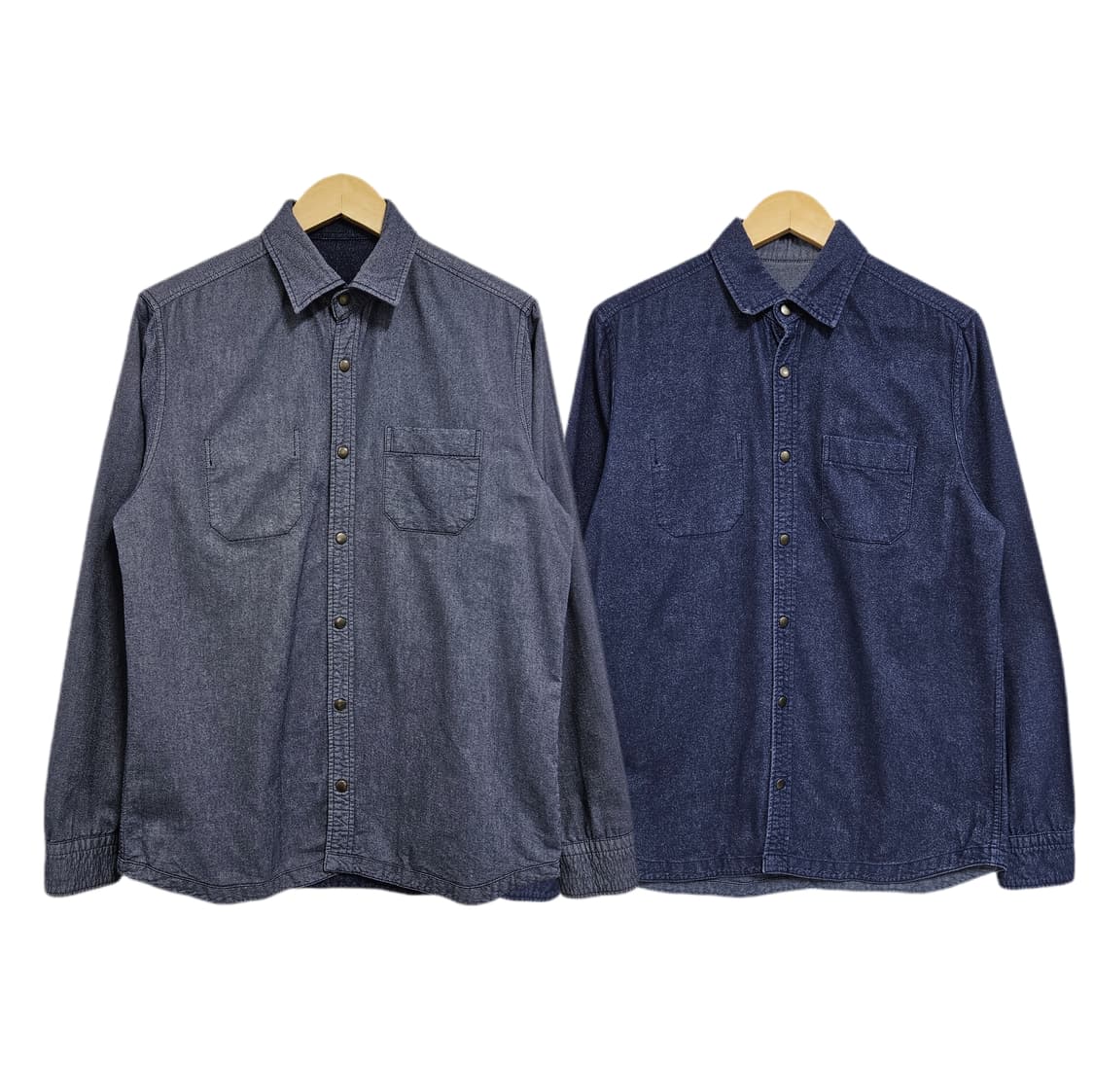 100-105 시리즈 양면 데님 샴브레이 워크셔츠 상품이미지1
