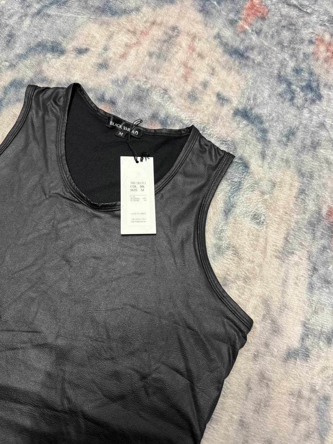 Black varia 00s fake leather sleveeless 상품이미지4