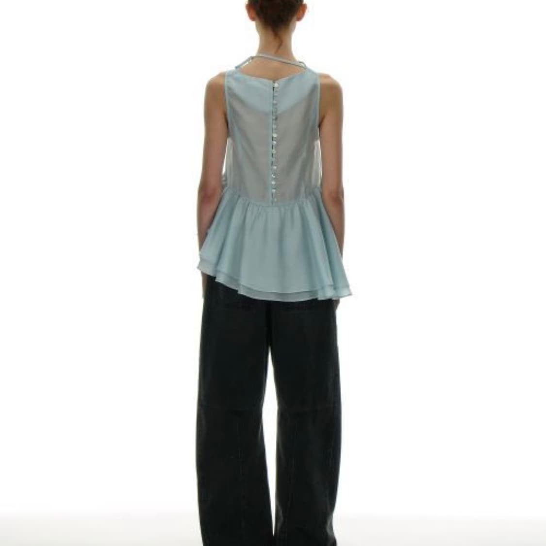 파르티멘토 우먼 타이넥 프릴 블라우스 스카이 상품이미지4