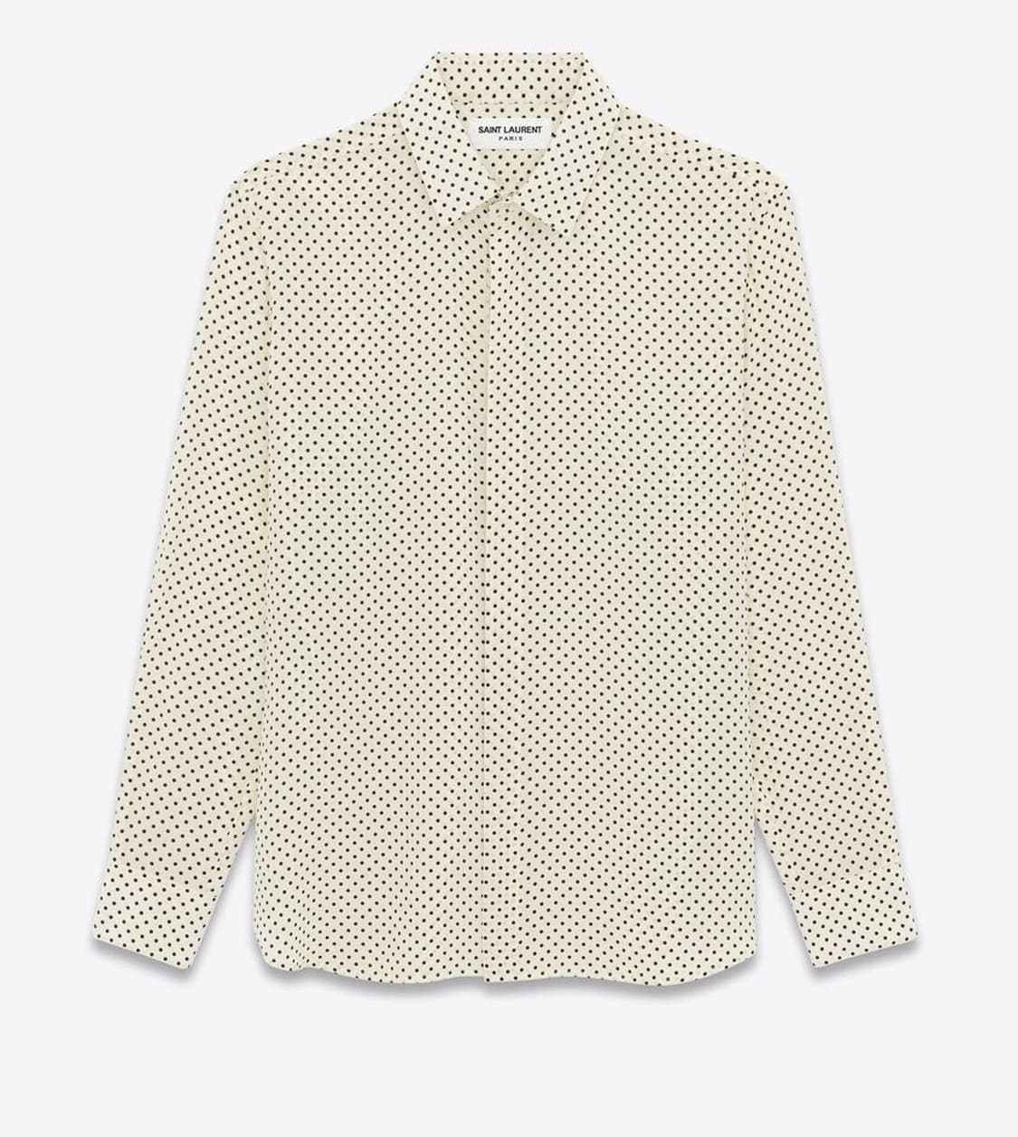 [BTS 지민님 착용] 생로랑 23AW 크레페 실크 폴카 닷 셔츠 상품이미지1