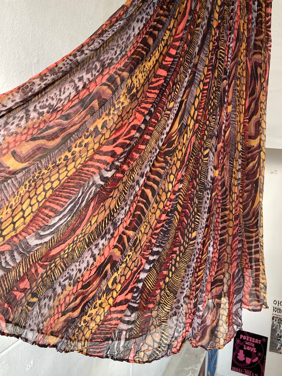 호피 실크 플리츠 롱 스커트 상품이미지4